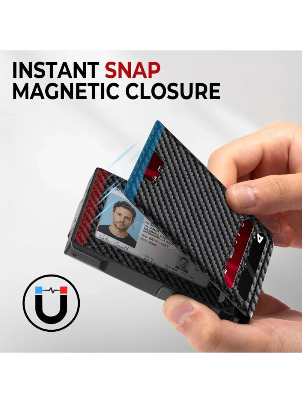 Slim RFID Blocking Metal Wallet for Men - Pop-Up Card Holder, 14 Cards Capacity